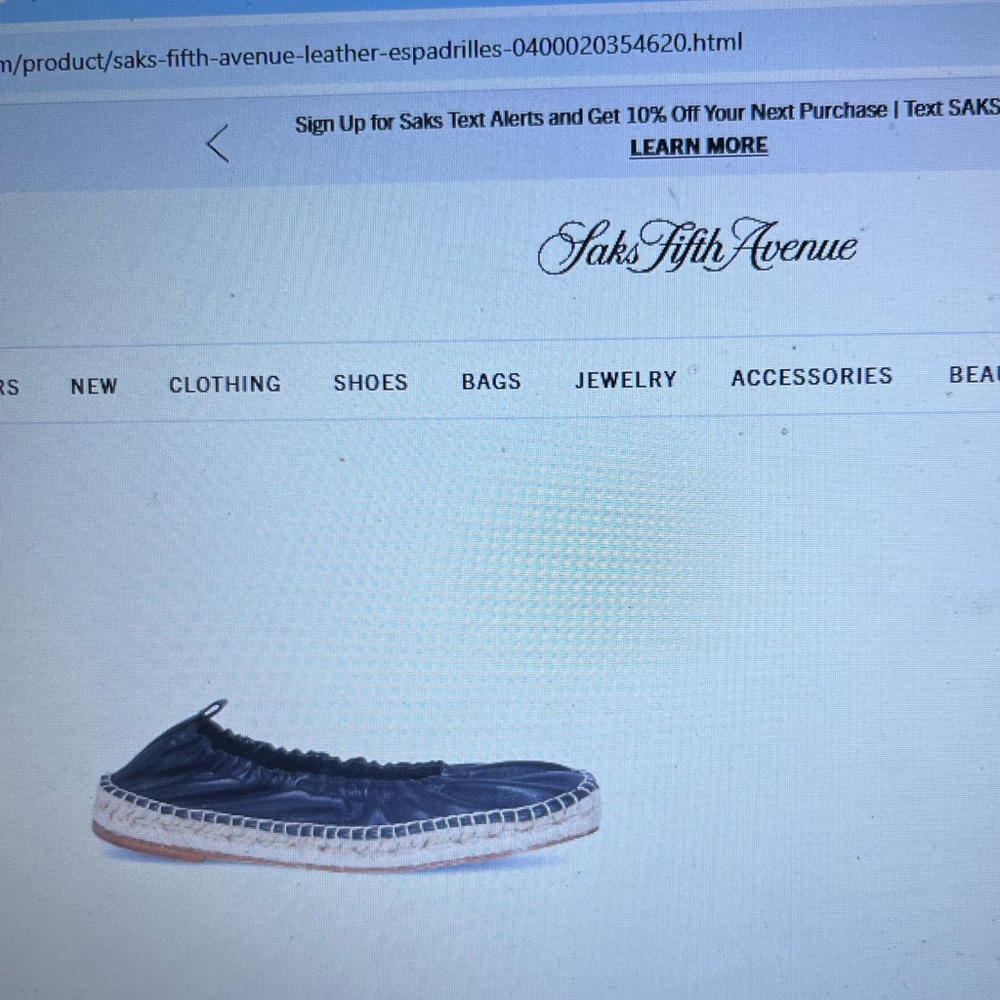 Saks Fifth Avenue Black leather Espadrilles Sleek and Comfortable
